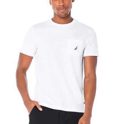 Nautica Men's Solid Crew Neck Short-Sleeve Pocket T-Shirt, Bright White, 5X-Large Tall