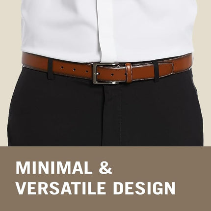 Perry Ellis Men's Leather Amigo Dress Belt, Black, 34