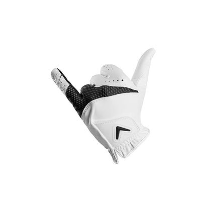 Callaway Golf Weather Spann Glove (White, Small, Cadet (Short Fingers), Worn on Right Hand)