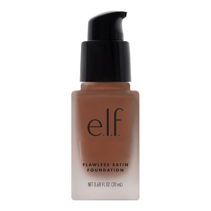 Base de maquillaje Flawless Finish de e.l.f., ligera y de cobertura media, acabado semimate, tono Chocolate, 20 ml (0.68 fl oz)