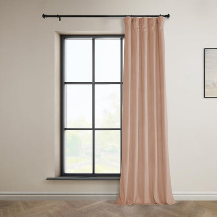 HPD Half Price Drapes Heritage Plush Velvet Curtains 84 Inches Long Room Darkening Curtains for Bedroom & Living Room 50W x 84L, (1 Panel), Peach Blossom