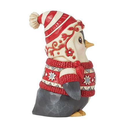 Enesco Jim Shore Heartwood Creek Nordic Noel Penguin in Sweater Miniature Figurine- Stone Resin Hand Painted Crafted Collectible Mini Figurines Christmas Home Decor Statue, 4.02 Inch