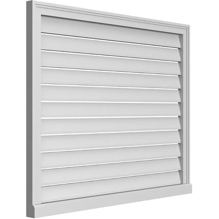 42"W x 34"H Rectangle Surface Mount PVC Gable Vent: Functional, w/ 2"W x 2"P Brickmould Sill Frame