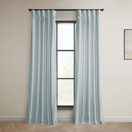 HPD Half Price Drapes Heritage Plush Velvet Curtains 108 Inches Long Room Darkening Curtains for Bedroom & Living Room 50W x 108L, (1 Panel), Aquarius Blue