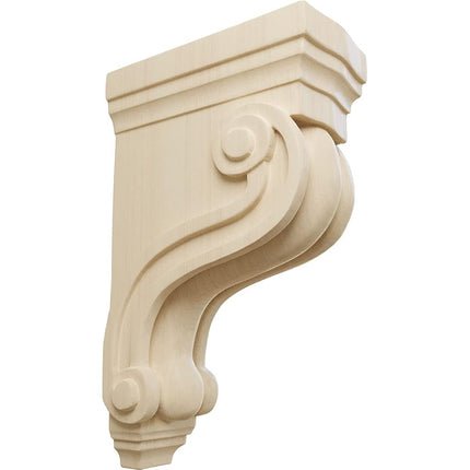 Ekena COR03X06X10TSRW 3 3/8-Inch Width x 6 1/2-Inch Depth x 10 1/2-Inch Height Boston Traditional Scroll Corbel - Rubber Wood