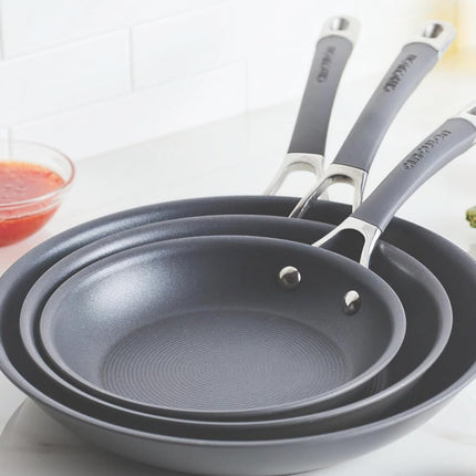 Circulon Radiance Hard Anodized Nonstick Fry Pan Set, Gray | Skillet Set for Everyday Cooking, 8.5 / 10 and 12.25 Inch | Even Heat Distribution and Easy Food Release Ergonomic Handles