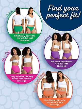 Fruit of the Loom Women's Eversoft Cotton Bikini Underwear, Tag Free & Breathable Style Stretch-12 Pack-Black, 8
