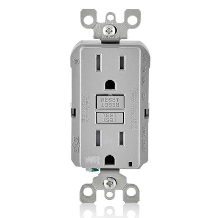 Leviton GFCI Weather-Resistant Receptacle, 15 Amp Tamper-Resistant, GFWT1-GY, Grey