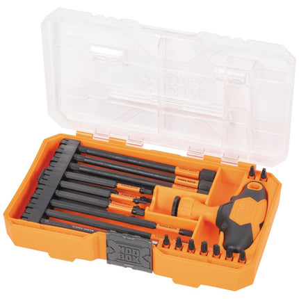 KLEIN TOOLS 33804 Proflex Impact-Rated Interchangeable Ratcheting T-Handle Set, Torsion Zone, Magnetic Bit Holder, SAE, Metric, TORX, 23-Piece