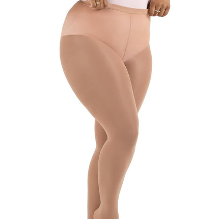Capezio Women's Hold & Stretch Plus Footed Tights, Light Suntan, 1X