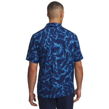 Under Armour Golf Matchplay Printed Golf Polo, (430) Aegean Blue / Academy / Academy, XL