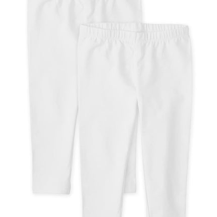 The Children's Place Girls Capri Leggings, White 2 Pack, Medium