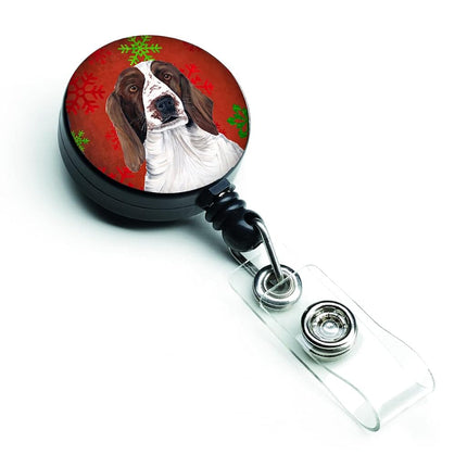 Caroline's Treasures SC9420BR Welsh Springer Spaniel Red Green Snowflake Christmas Badge Reel, Multicolor