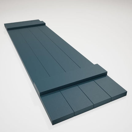 14"W x 39"H Lifetime Vinyl, Standard Four Board Joined, Board-n-Batten Shutters, w/Installation Shutter-Lok's & Matching Screws (Per Pair), Midnight Blue