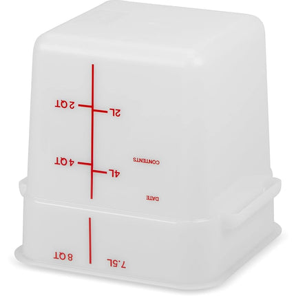 Carlisle FoodService Products Contenedor de almacenamiento de plástico Squares, Contenedor de alimentos, Contenedor cuadrado con diseño apilable para almacenar alimentos, 8 cuartos de galón, Blanco, (Paquete de 6)
