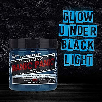 MANIC PANIC Classic Mermaid Semi Permanent Hair Color - Neon Ocean Blue Hair Dye for Women & Men That Lasts 4-6 Weeks - Vegan, Ammonia & Cruelty-Free - Create & Mix Custom Shades (4oz / 3pk)