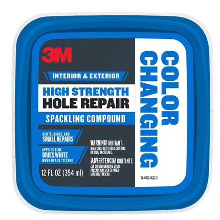 3M CC-12-DT High Strength Hole Repair Color Changing Spackling Compound, White, 12 Oz.