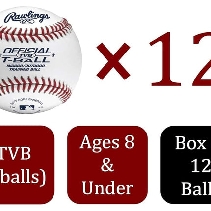 Rawlings | Official T-Balls | TVB | Youth/6u | 12 Count | Sponge Rubber Core | Indoor/Outdoor