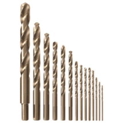 BOSCH CO14B 14-Piece Assorted Set with Included Case Cobalt M42 Metal Drill Bit with Three-Flat Shank for Drilling Applications in Stainless Steel, Cast Iron, Titanium, Light-Gauge Metal, Aluminum