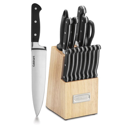 CUISINART C77TR-16P 16 Piece Triple Rivet Cutlery Block Set, Stainless Steel