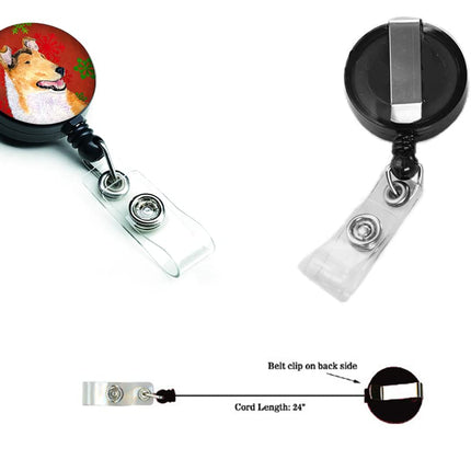 Caroline's Treasures Collie Smooth Red Green Snowflake Christmas Retractable Badge Reel, Multicolor (SS4677BR)
