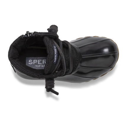 Botte Sperry Saltwater pour petites filles, noire, 11 M US