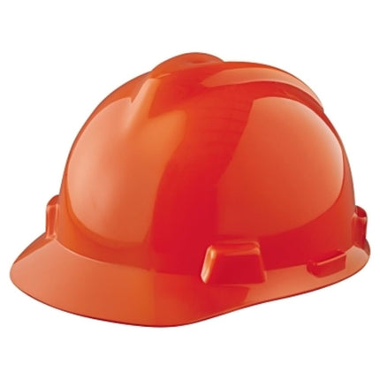 MSA 463945 V-Gard Cap Style Safety Hard Hat With Staz-on Pinlock Suspension | Polyethylene Shell, Superior Impact Protection, Self Adjusting Crown-Straps - Standard Size in Orange