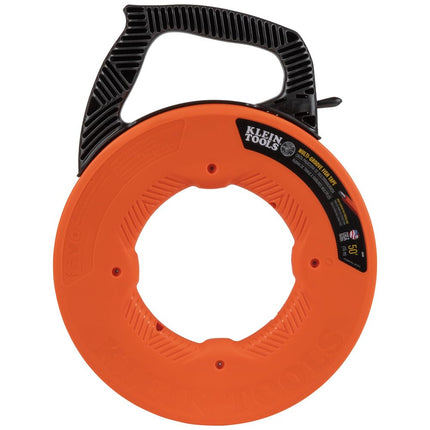 Fish Tape, Multi-Groove Fiberglass Wire Puller with Nylon Tip, Optimized Housing and Handle, 15 m, Klein Tools 56382