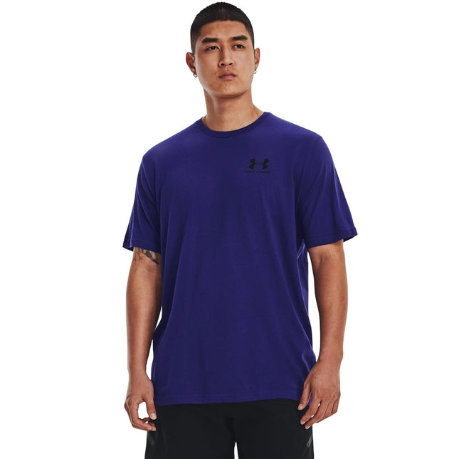 Under Armour Men's Sportstyle Left Chest Short Sleeve T-Shirt, (468) Sonar Blue/Black/Black, X-Small