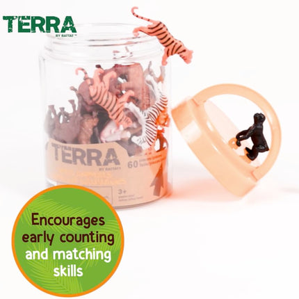 Terra by Battat Wild Animal Figurines Tube, 60 Mini Safari Figures, Animals