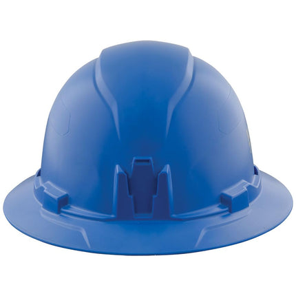 Klein Tools 60249 Hard Hat, Non-Vented, Full Brim Style, Padded Self-Wicking Odor-Resistant Sweatband, Tested up to 20kV, Blue
