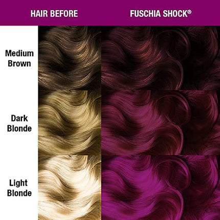 MANIC PANIC Classic Fuschia Shock Semi Permanent Hair Color - Dark Pink Hair Dye for Women & Men That Lasts 4-6 Weeks - Vegan, Ammonia & Cruelty-Free - Create & Mix Custom Shades (3 Pack)