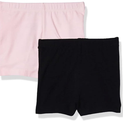 The Children's Place Baby Girls' and Toddler Essential Cartwheel Shorts, Black/Shell 2 Pack, 18-24 Months (Pack of 2)