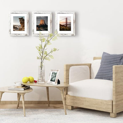 Home&Me 8x10 Picture Frame RottenWhite 2 Pack- Made to Display Pictures 5x7 with Mat or 8x10 Without Mat - Wide Molding - Wall Mounting Material Included