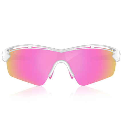 Polarized Sports Sunglasses for Men Women Youth Baseball Cycling Running Driving Fishing Tennis Golf TAC UV400 TR90, White/pink, One Size