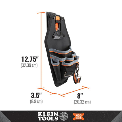 Klein Tools 55832MB Bolsa para herramientas MODbox, 8 bolsillos, bolsa para electricista, se acopla y desacopla rápidamente de los cinturones de herramientas y el sistema de riel MODbox