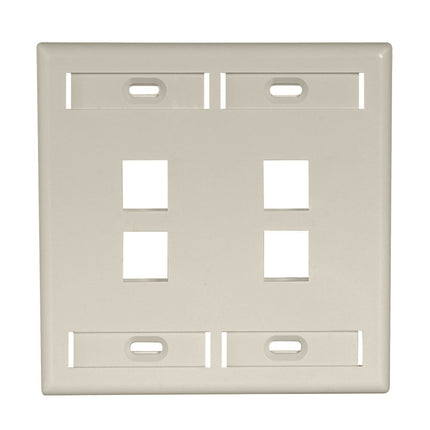 Leviton 42080-4IP Dual Gang QuickPort Wallplate with Id Windows, Ivory, 4-Port