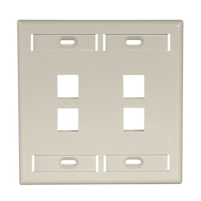 Leviton 42080-4IP Dual Gang QuickPort Wallplate wi