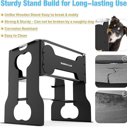 9.1 L Elevated Large Dog Water Bowl, 36CM Raised Dog Bowl with Stand for Large Breed, Full Metal Elevated Dog Bowls for Relief Joint Pressure, Easy Clean Stainless Steel Dog Bowls for Indoor Outdoor