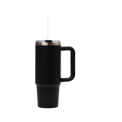 Vaso térmico Sip+Sea Cayman de acero inoxidable de 40 oz con asa, tapa y pajita | Aislamiento al vacío de doble pared