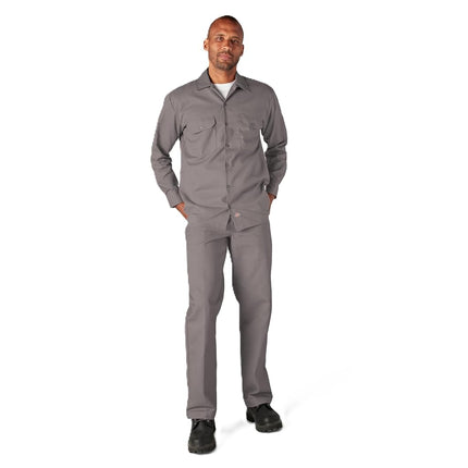 Dickies Men's Big-Tall Long Sleeve Work Shirt, Silver,3XL