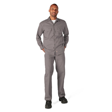 Dickies Men's Long Sleeve Work Shirt, Silver, Larg
