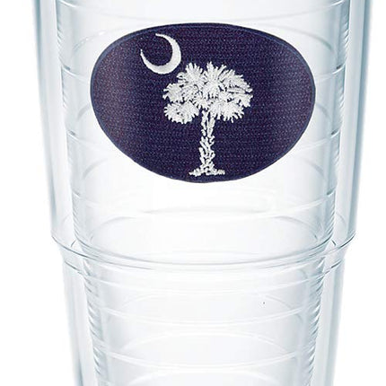 Tervis South Carolina Flag Made in USA Double Walled Insulated Tumbler Travel Cup Keeps Drinks Cold & Hot, 24oz, Navy and White