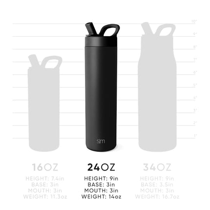 Simple Modern Water Bottle with Straw lid | Insulated Stainless Steel | Reusable Travel Water Bottles for Gym & Sports | Leak Proof & BPA Free | 24oz, Raspberry Vibes