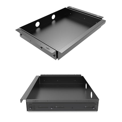 Mofangtech Under Desk Mounted Sliding Pull-Out Drawer for Office Desk W 19.2" x D 13.4" Storage Organizer for Sit Stand Workstation, Metal, Black (Large)