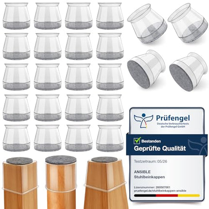 24 Pcs Chair Leg Floor Protectors, Silicone Felt F