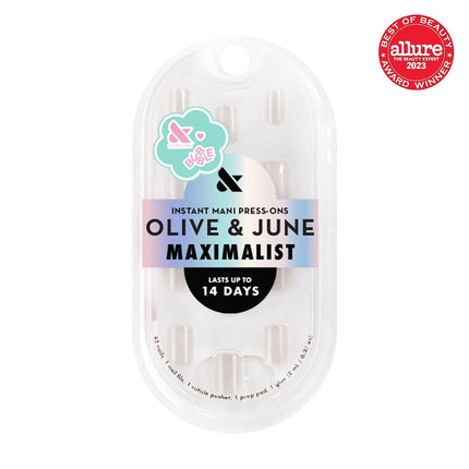 Olive & June Maximalist Instant Mani Press-On Nails (Glue) | 42 Fake Nails, 21 Sizes | Non-Toxic, Long-Lasting Big, Bold Gorgeous Realistic Look | Extra Short, Squoval | Marshmallow Velvet