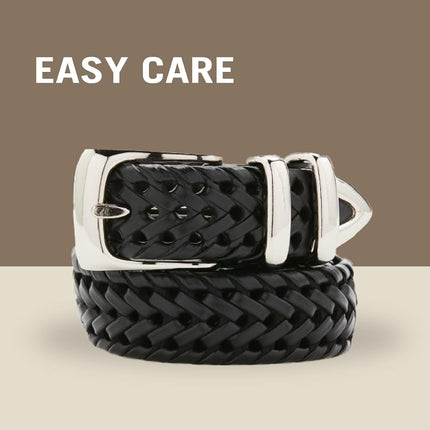 Perry Ellis Men's Portfolio Braided Belt with Leather (Sizes 30-54 Inches), Luggage, 38