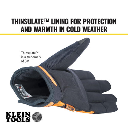Klein Tools 60620 Guantes de trabajo, guantes térmicos de invierno con forro Thinsulate, resistentes al agua, palmas acolchadas, grandes