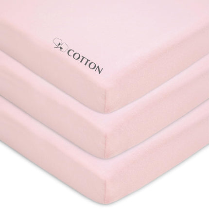 American Baby Company 3 Pack 100% Natural Cotton Jersey Knit Fitted Pack N Play Playard Sheet, Pink, Soft Breathable, for Girls